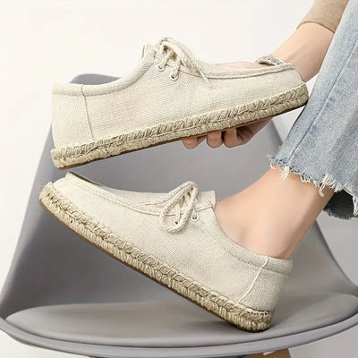 Loro | Lässige Espadrilles aus Segeltuch, Schnürschuhe