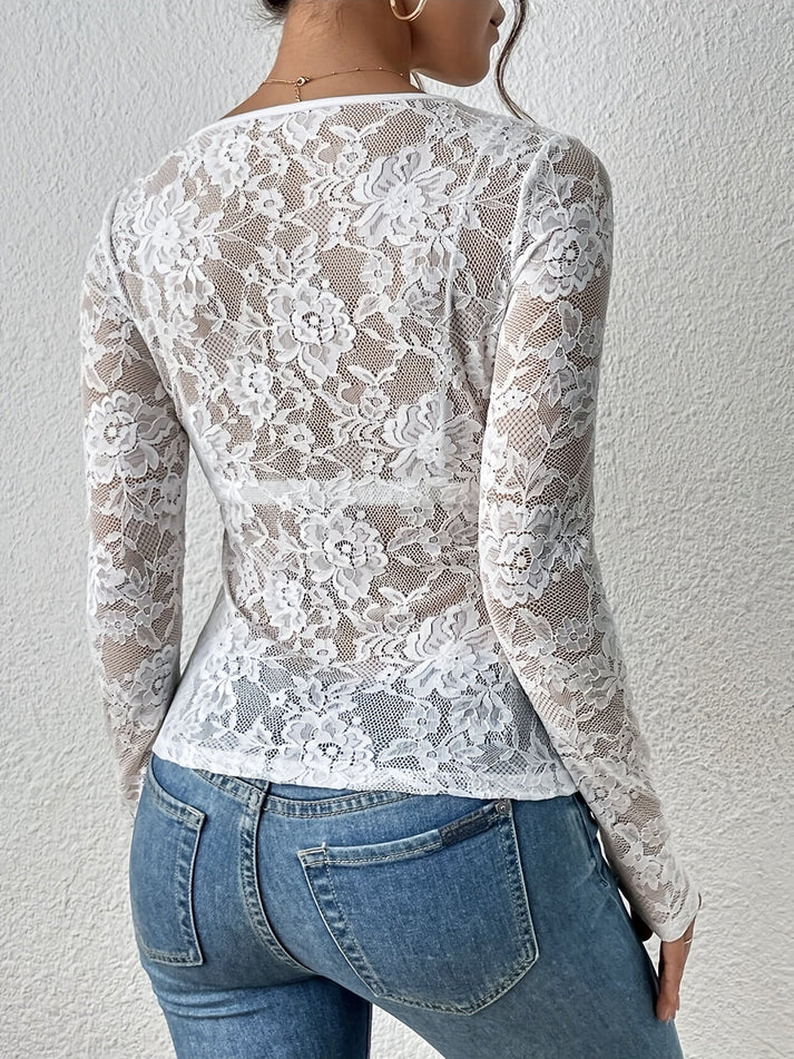 Buckey® | Langarmshirt mit V-Ausschnitt und Spitze