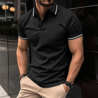 Lewis – Kurzarm-Polo mit klassischem Kragen für Herren in Schwarz
