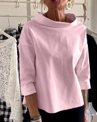 Damenbluse mit Wasserfallkragen 3/4-Arm in Rosa
