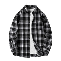 Ryder | Herren Flanellhemd Kariert Langarm Relaxed Fit Herbst in Schwarz