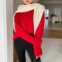 Damen Langarm-Turtleneck-Pullover in Rot