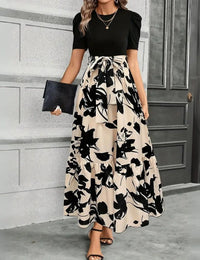 Blumig Beige-Schwarz