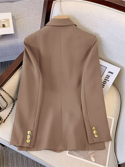 Schicke Langer Slim-Blazer Mit Goldenen Knöpfen Für Damen |  Ideal für das tägliche Tragen