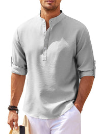 Cormac | Herren Leinenhemd Langarm Klassisch Elegant Sommer Business in Hellgrau