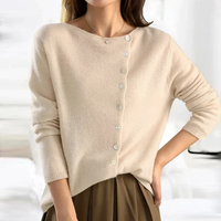 Sandra | Damen Eleganter Geknöpfter Pullover in Beige