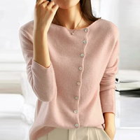 Sandra | Damen Eleganter Geknöpfter Pullover in Rosa