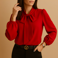 Blainne - Elegant gestaltete Damenbluse mit Schleifendetail in Rot