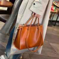 Marie | Elegante Vegane Leder Tote Bag Minimalistische Schultertasche in Sonnenuntergangsgelb