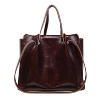 Marie | Elegante Vegane Leder Tote Bag Minimalistische Schultertasche in Kastanienbraun