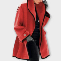 Clara | Eleganter Damen Women Coat mit Kontrastkanten Knopfverschluss in Rot