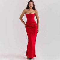 Victoire | Damen Korsett Maxikleid Elegant Figurbetont Festlich Abend in Rot
