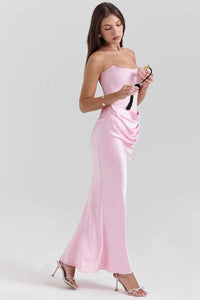 Victoire | Damen Korsett Maxikleid Elegant Figurbetont Festlich Abend in Rosa