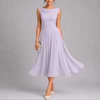 Elfriede | Elegantes Plissee-Midi-Kleid für Hochzeitsgäste im Herbst in Lila
