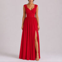 Amelie | Elegantes Spitzen-Maxi-Kleid für Hochzeitsgäste im Herbst in Rot