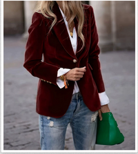 Elena | Blazer mit Knöpfen und Taschen in Dunkelweinrot