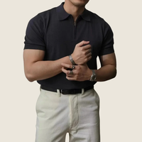 Elmar | Herren Poloshirt Mit Reißverschluss Sommer in Schwarz
