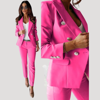 Elske | Damen Zweireiher Blazer Hosenanzug Set in Dunkelrosa