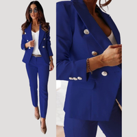 Elske | Damen Zweireiher Blazer Hosenanzug Set in Marineblau