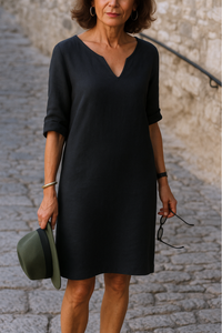 Elvy | Elegantes Kleid mit V-Ausschnitt in Schwarz