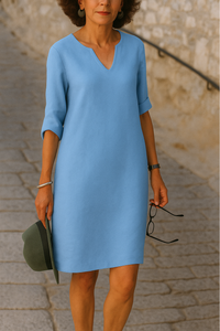 Elvy | Elegantes Kleid mit V-Ausschnitt in Hellblau