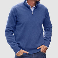 Erasmus | Herren Half-Zip Pullover Langarm Strickpullover in Dunkelblau