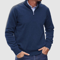 Erasmus | Herren Half-Zip Pullover Langarm Strickpullover in Marineblau