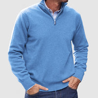 Erasmus | Herren Half-Zip Pullover Langarm Strickpullover in Blau