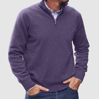 Erasmus | Herren Half-Zip Pullover Langarm Strickpullover in Dunkellila