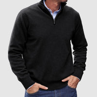 Erasmus | Herren Half-Zip Pullover Langarm Strickpullover in Schwarz