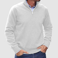 Erasmus | Herren Half-Zip Pullover Langarm Strickpullover in Weiß