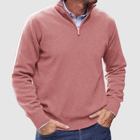 Erasmus | Herren Half-Zip Pullover Langarm Strickpullover in Rosa