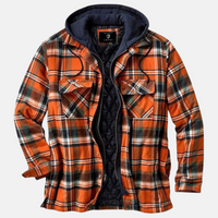 Erich | Herren Warme Karierte Jacke mit Knopfleiste in Orange