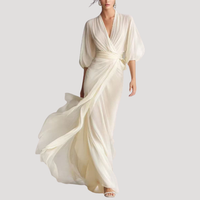 Estelle | Damen Wickel Maxikleid mit 3/4 Ärmeln in Cremeweiß