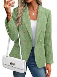 Estrid | Damen Zweireihiger Blazer mit Reverskragen in Grasgrün