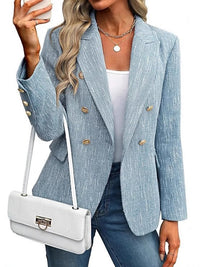 Estrid | Damen Zweireihiger Blazer mit Reverskragen in Hellblau