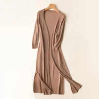 Eulalia | Damen Lange Strickjacke in Khaki