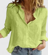 Evelina | Damen Blumendruck V-Ausschnitt Langarm Bluse in Grün