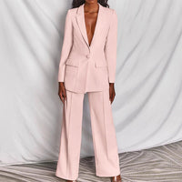Evelyn | Damen Blazer Hose Anzug Set Tailliert Weitbein Business Modern in Hellrosa