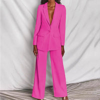 Evelyn | Damen Blazer Hose Anzug Set Tailliert Weitbein Business Modern in Dunkelrosa