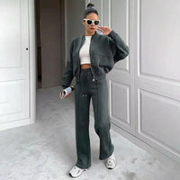 Naomi™ Premium-Sweatshirt-Set mit Zip-Jacke in Dunkelgrau