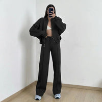 Naomi™ Premium-Sweatshirt-Set mit Zip-Jacke in Schwarz