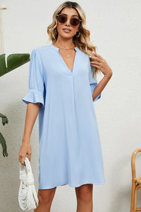 Flora | Damen Kleid Entspannt Komfort Casual Feminin Sommer Leicht in Blau