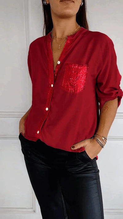Bubnash® | Glitzerbluse mit Paillettentasche