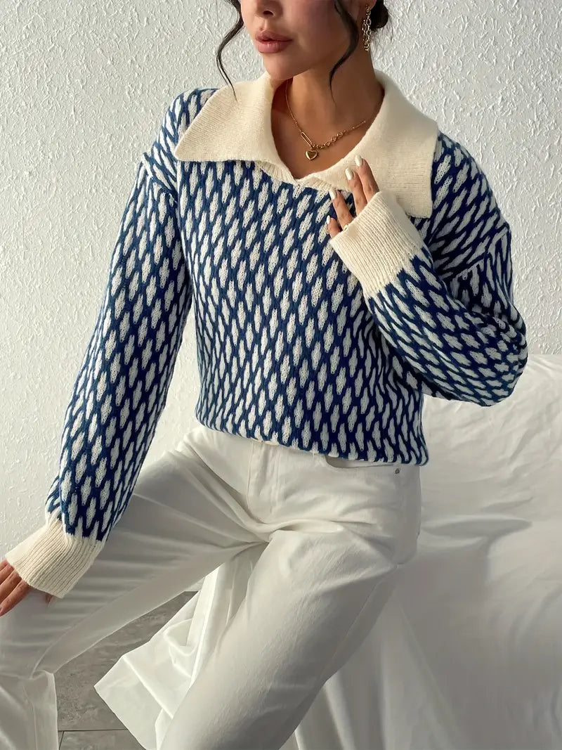 Jennifer | Lässiger Flachkragen Pullover