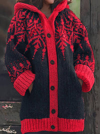 Hadassah - Eleganter Wintermantel Aus Stoff in Oversize Passform in Rot