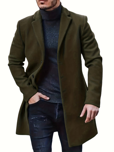 Casual langer Wintermantel mit einreihigem Design für Herren | Ideal für den Winter