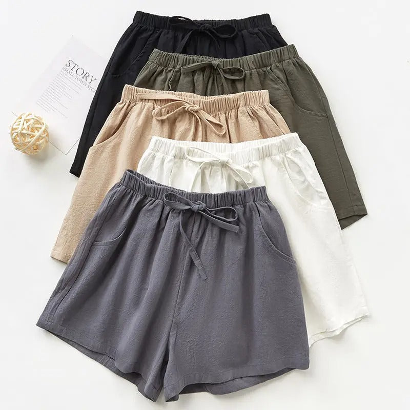 Elore | Schräge Taschen Leinen Shorts