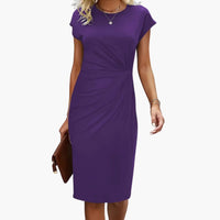 Fabrizia | Damen Rundhals Kurzarm Midi Kleid in Lila