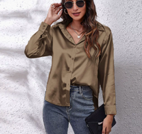 Klassische Damenbluse | Lange Ärmel in Tiefes Khaki